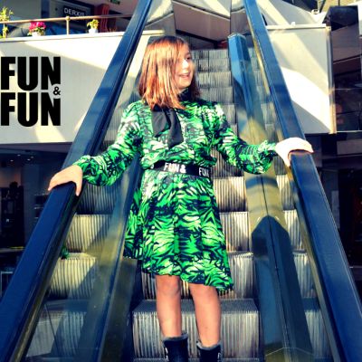 Fun&Fun Παιδικό μακρυμάνικο φόρεμα ζεβρέ.