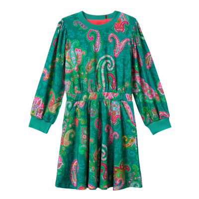 Oilily Παιδικό Μακρυμάνικο Πράσινο Φόρεμα για Κορίτσι
